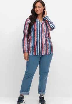 Streifenshirt im Batik-Look, mit Krempelärmeln<sheego Hot