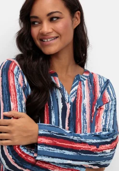 Streifenshirt im Batik-Look, mit Krempelärmeln<sheego Hot