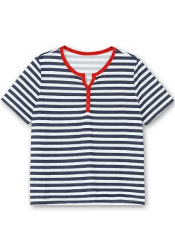 Streifenshirt mit kurzer Zierknopfleiste<sheego Sale