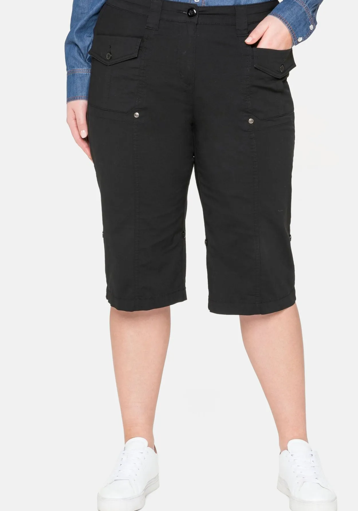 Stretch-Bermudas mit aufgesetzten Taschen und Patten<sheego Best