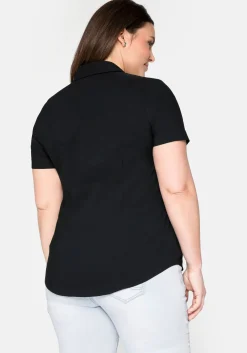 Stretch-Bluse mit kurzem Arm, leicht tailliert<sheego New