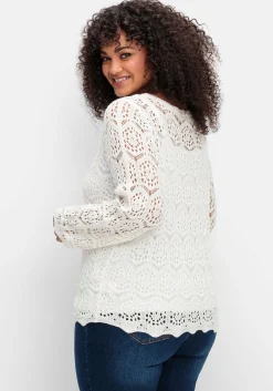 Strickjacke aus transparenter Häkelspitze<sheego by Joe Browns Discount