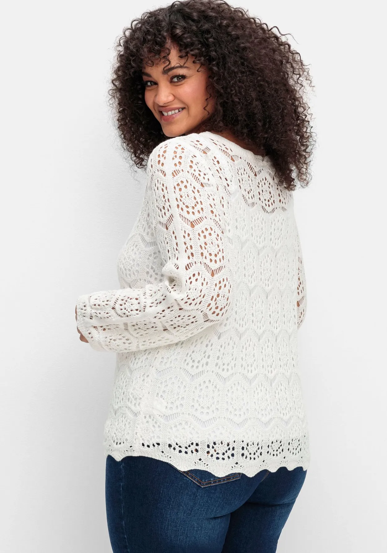 Strickjacke aus transparenter Häkelspitze<sheego by Joe Browns Discount