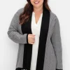 Strickjacke im Fischgrätmuster, mit Schalkragen<sheego Fashion