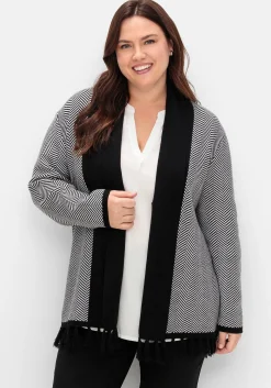 Strickjacke im Fischgrätmuster, mit Schalkragen<sheego Fashion