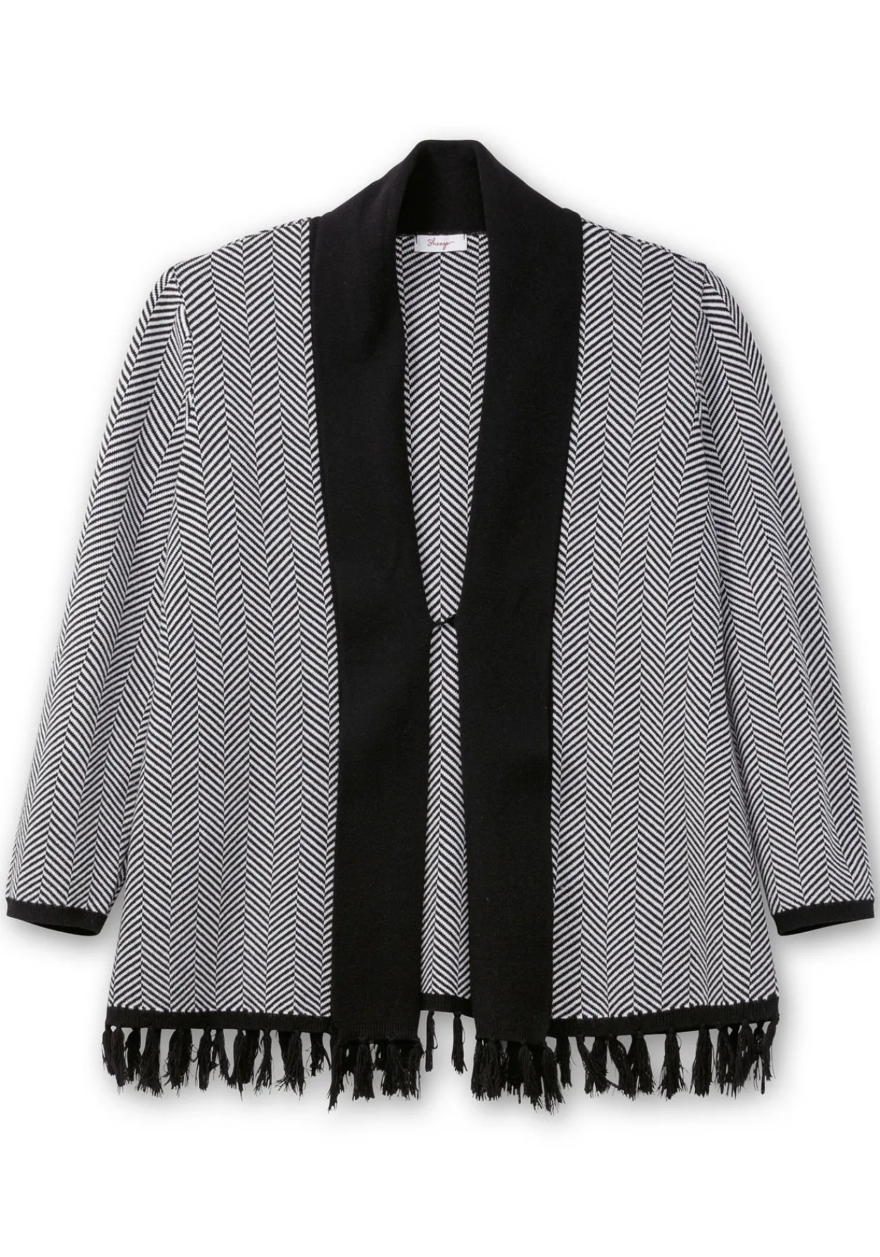 Strickjacke im Fischgrätmuster, mit Schalkragen<sheego Fashion