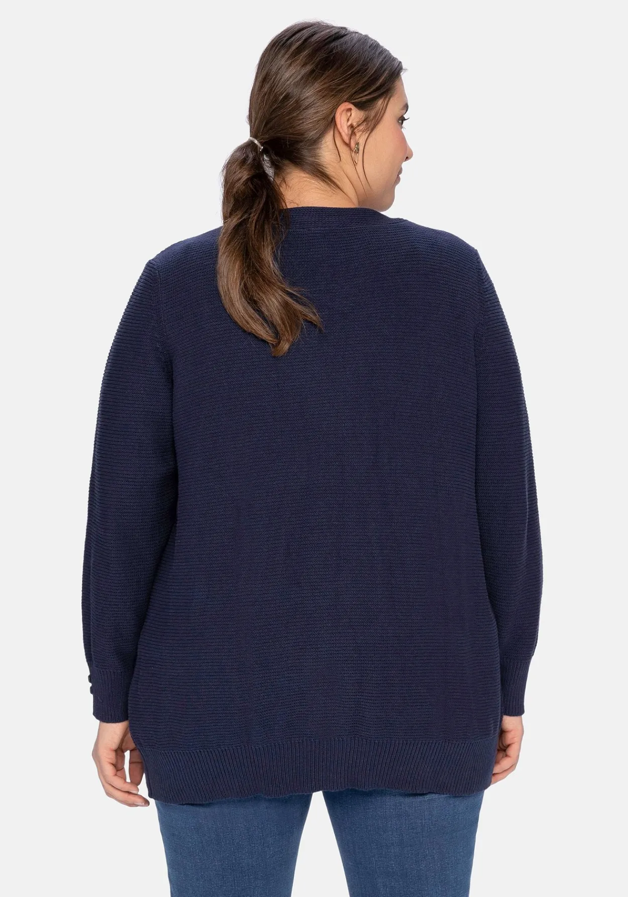 Strickjacke im Linksstrick, offene Form<sheego Fashion