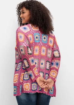 Strickjacke in Häkeloptik, mit Crochet-Muster<sheego by Joe Browns Fashion