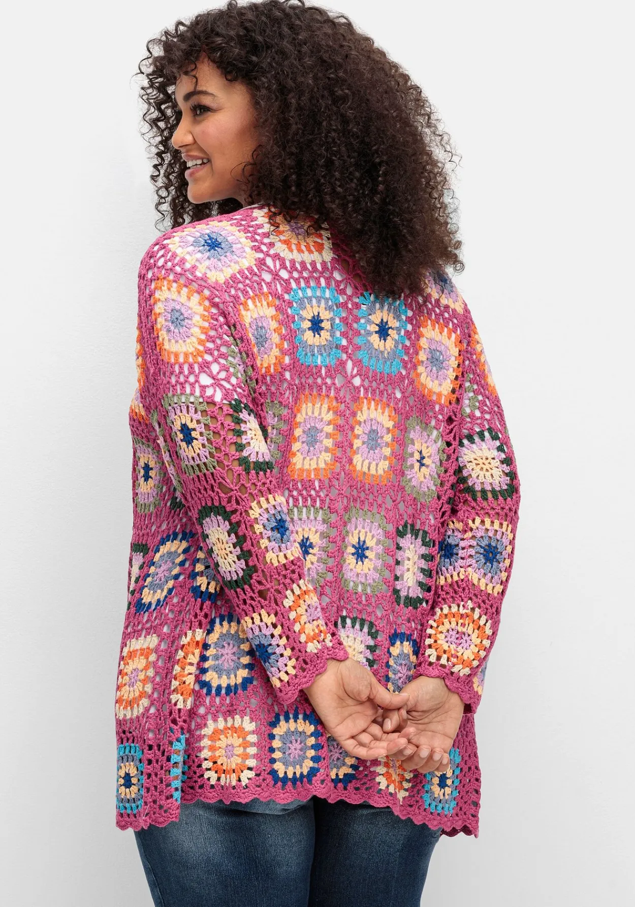 Strickjacke in Häkeloptik, mit Crochet-Muster<sheego by Joe Browns Fashion