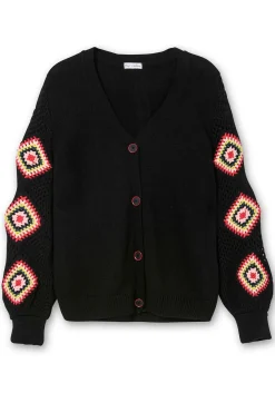 Strickjacke mit aufgenähten Häkelpatches<sheego by Joe Browns Best