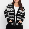 Strickjacke mit Intarsienmuster aus Flauschgarn<sheego Discount