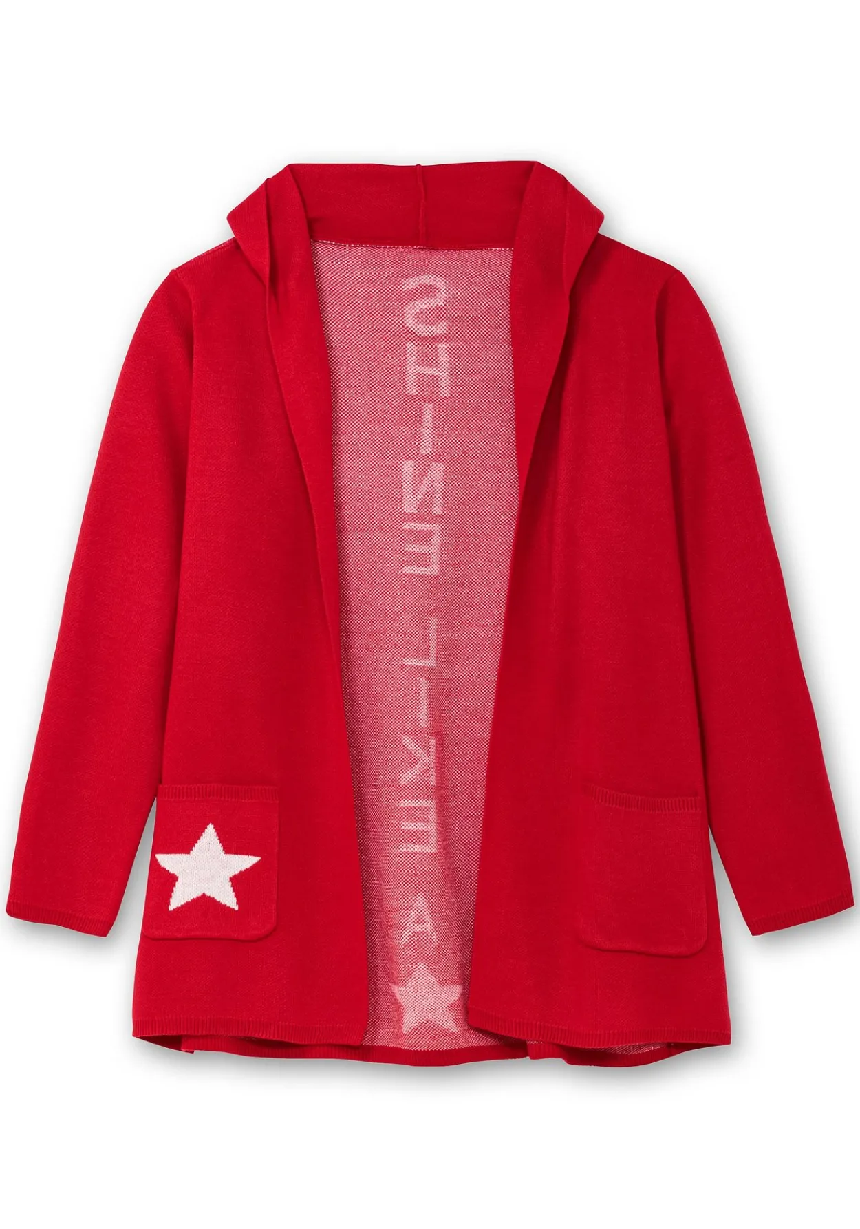 Strickjacke mit Kapuze und Jacquard-Details<sheego Fashion