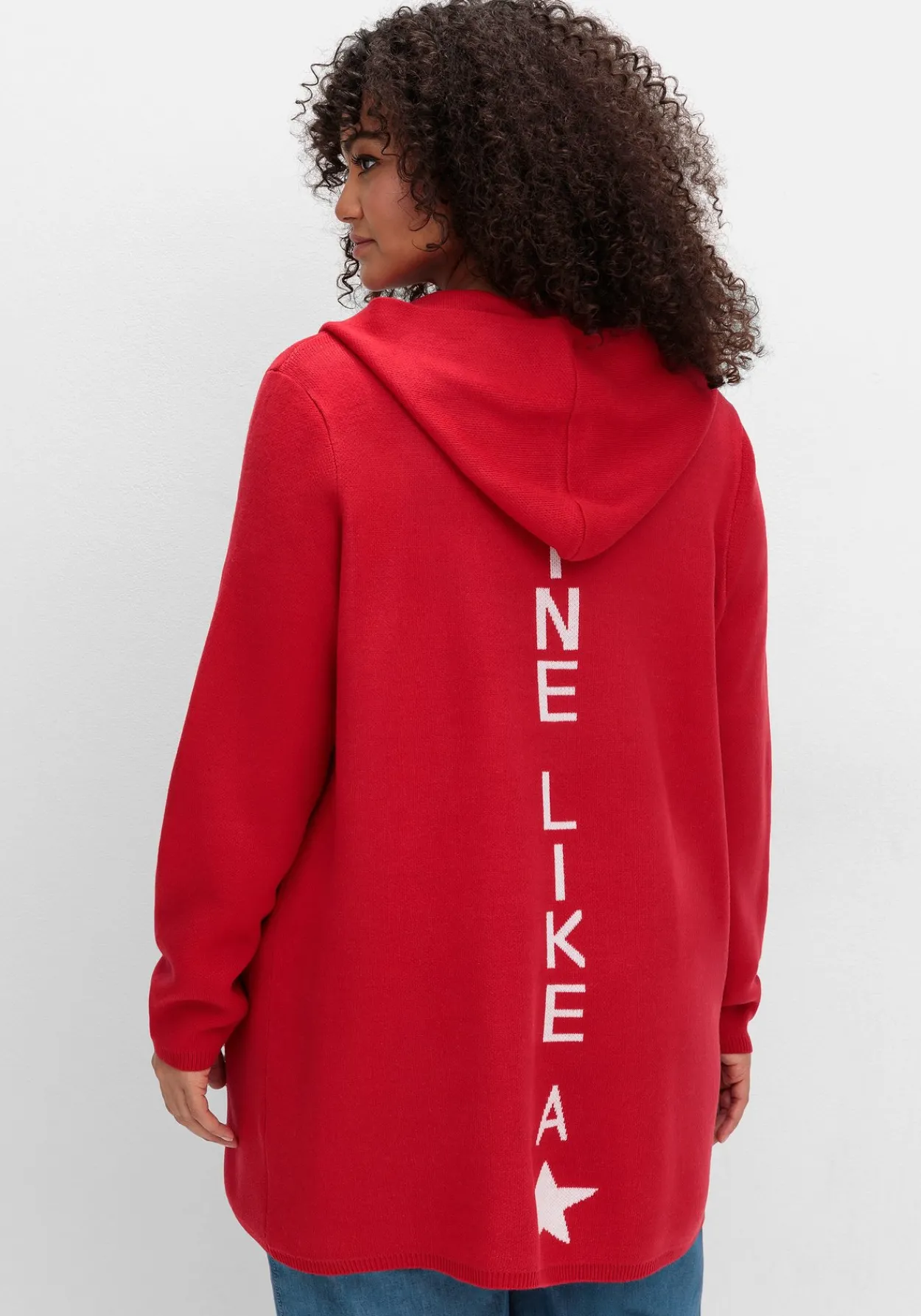 Strickjacke mit Kapuze und Jacquard-Details<sheego Fashion