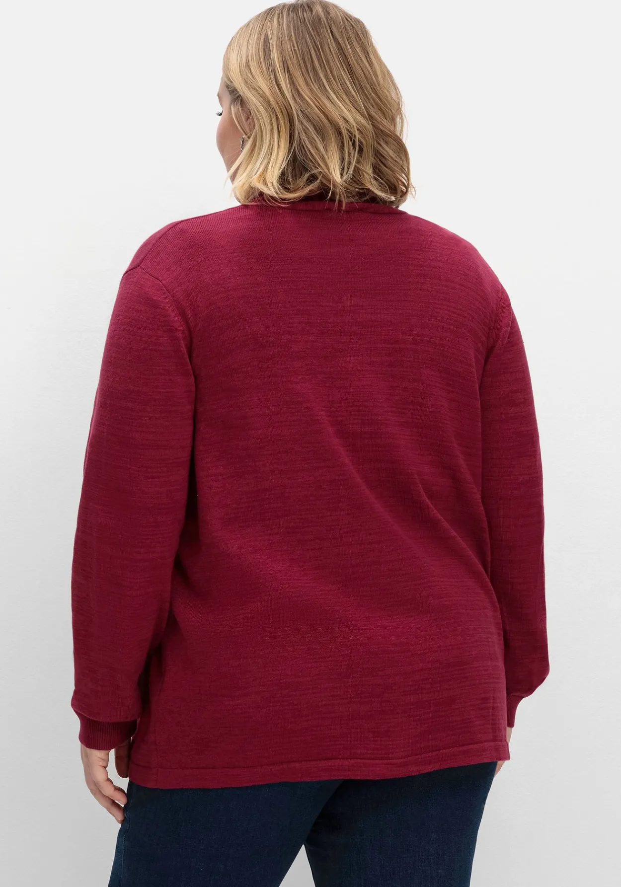Strickjacke mit schmalem Schalkragen, offene Form<sheego Discount