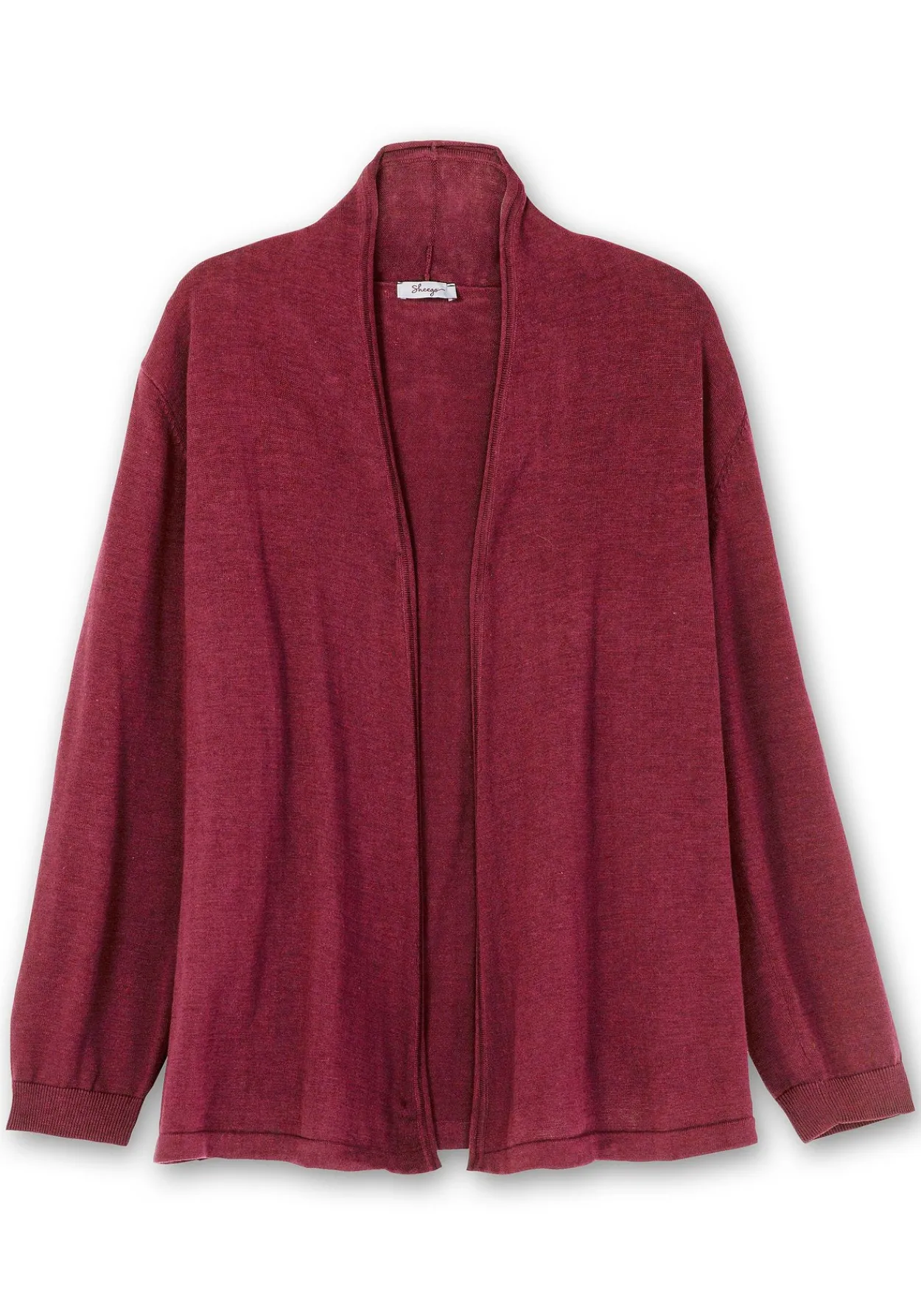 Strickjacke mit schmalem Schalkragen, offene Form<sheego Discount