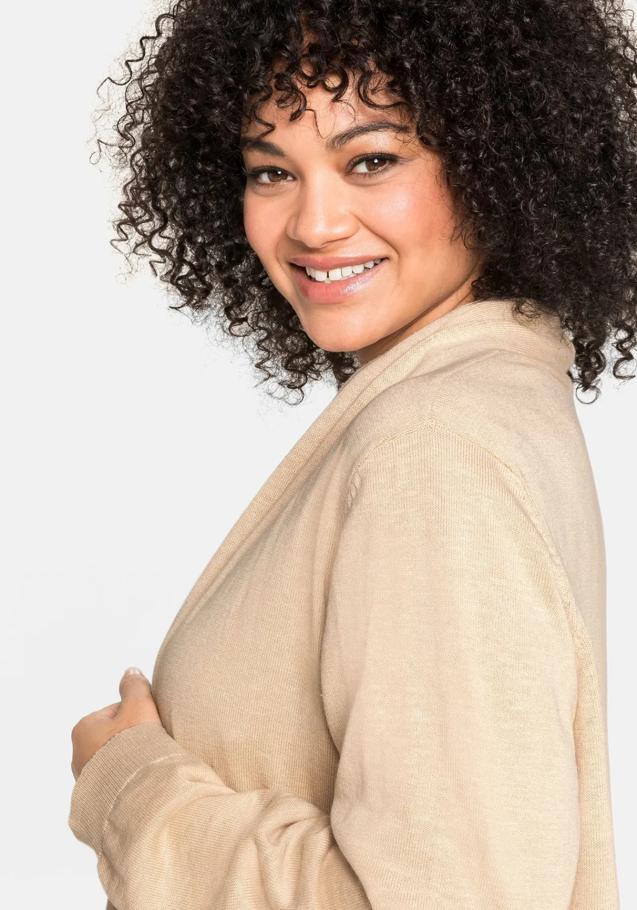 Strickjacke mit schmalem Schalkragen, offene Form<sheego Hot