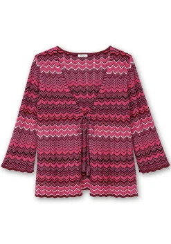 Strickjacke mit Trompetenärmeln, im Zickzackmuster<sheego Best