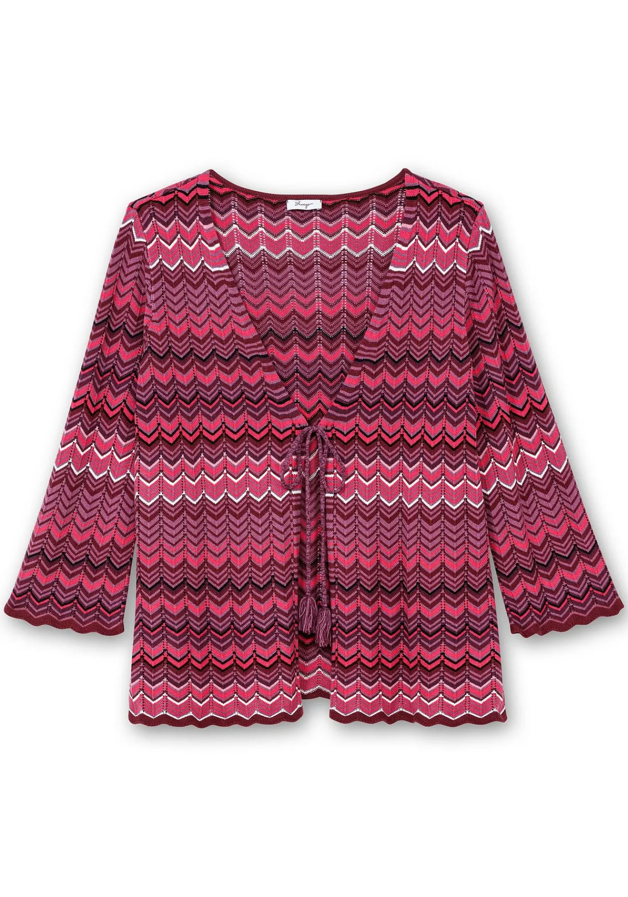 Strickjacke mit Trompetenärmeln, im Zickzackmuster<sheego Best