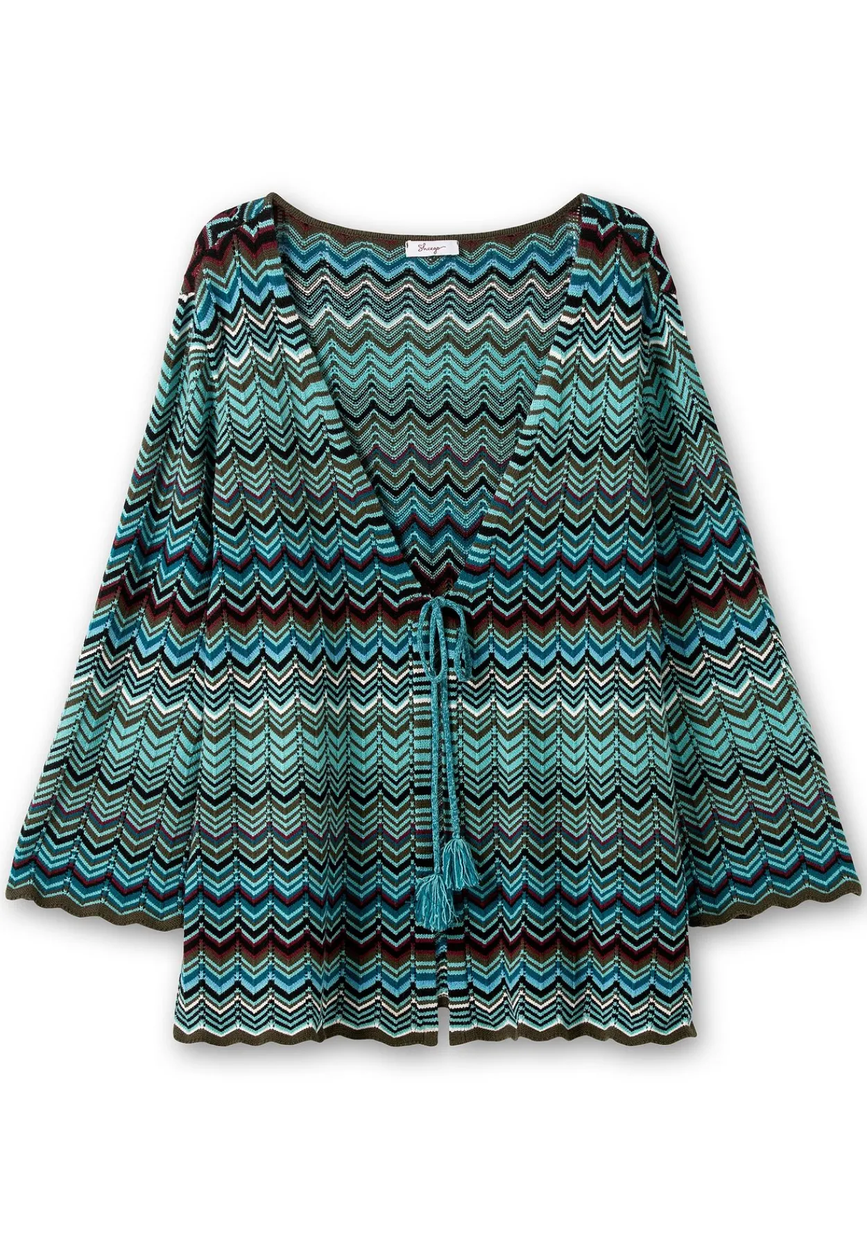 Strickjacke mit Trompetenärmeln, im Zickzackmuster<sheego Clearance
