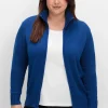 Strickjacke mit Troyerkragen und 2-Wege-Zipper<sheego Fashion