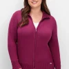 Strickjacke mit Troyerkragen und 2-Wege-Zipper<sheego New