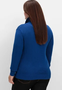 Strickjacke mit Troyerkragen und 2-Wege-Zipper<sheego Fashion