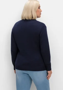 Strickjacke mit Troyerkragen und 2-Wege-Zipper<sheego Outlet