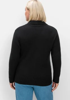 Strickjacke mit Troyerkragen und 2-Wege-Zipper<sheego Fashion