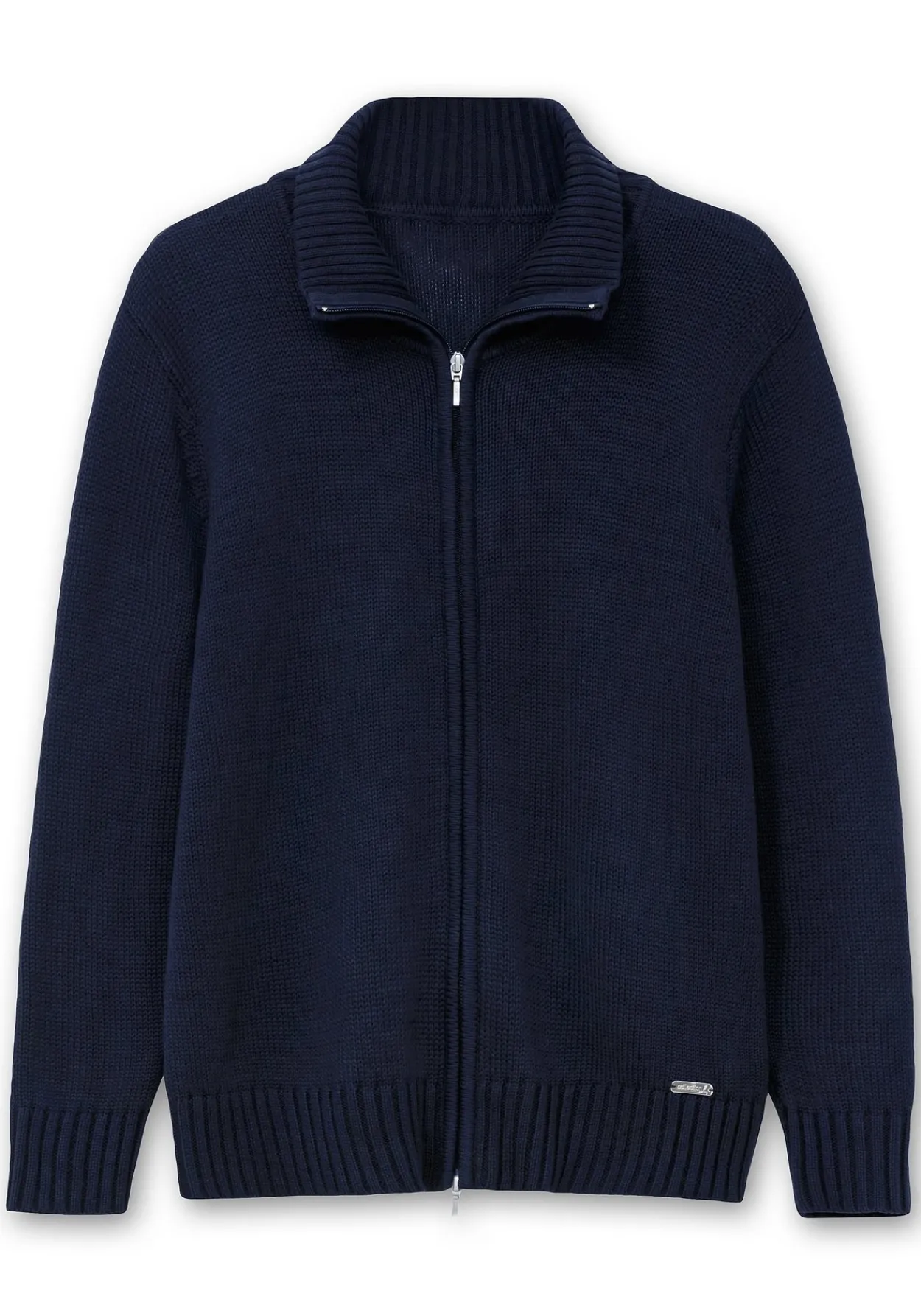 Strickjacke mit Troyerkragen und 2-Wege-Zipper<sheego Outlet