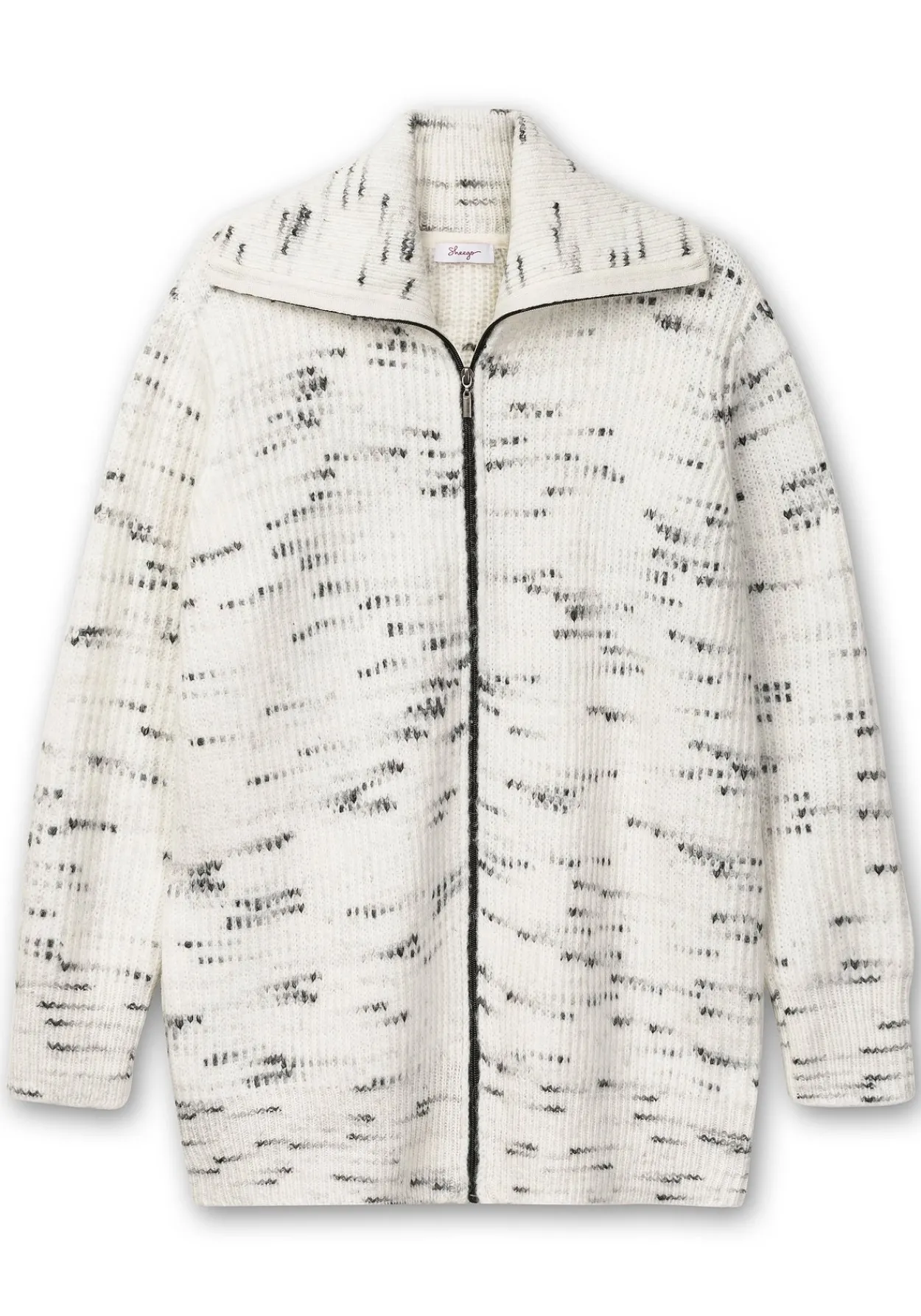 Strickjacke mit Troyerkragen und Reißverschluss<sheego Outlet