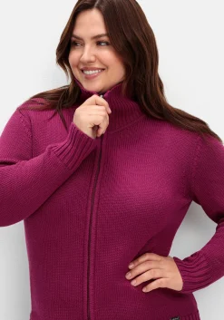 Strickjacke mit Troyerkragen und 2-Wege-Zipper<sheego New