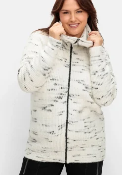 Strickjacke mit Troyerkragen und Reißverschluss<sheego Outlet