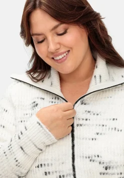 Strickjacke mit Troyerkragen und Reißverschluss<sheego Outlet