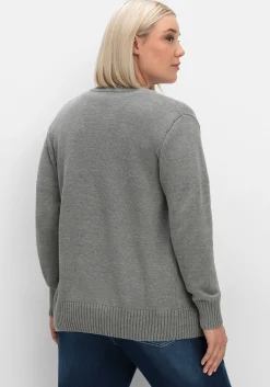 Strickjacke mit V-Ausschnitt und Knöpfen, tailliert<sheego New
