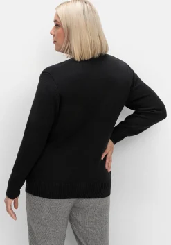 Strickjacke mit V-Ausschnitt und Knöpfen, tailliert<sheego Hot