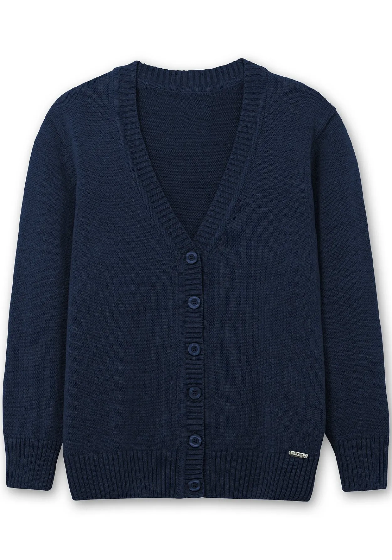 Strickjacke mit V-Ausschnitt und Knöpfen, tailliert<sheego Online