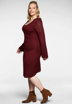 Strickkleid im Ajourmuster und in Wickeloptik<sheego New
