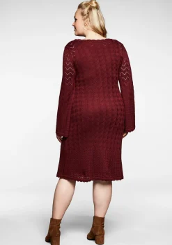 Strickkleid im Ajourmuster und in Wickeloptik<sheego New