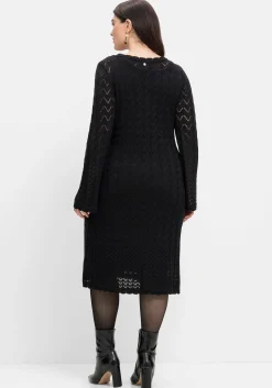 Strickkleid im Ajourmuster und in Wickeloptik<sheego Clearance