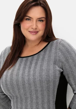 Strickkleid im Fischgrätmuster, mit Kontrastdetails<sheego Hot