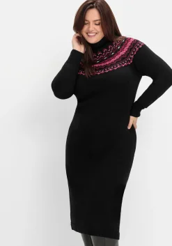 Strickkleid mit Rollkragen und Norwegermuster<sheego Hot