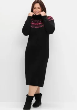Strickkleid mit Rollkragen und Norwegermuster<sheego Hot