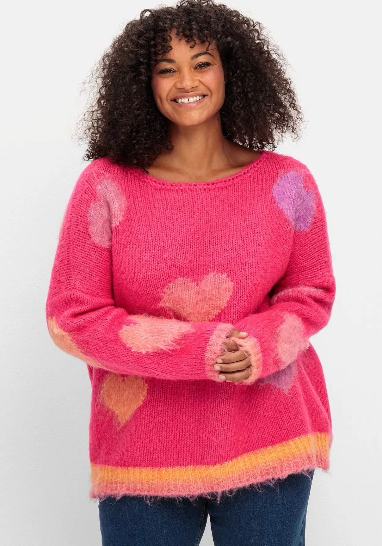 Strickpullover mit Herz-Intarsien, im Oversized-Schnitt<sheego loves miss goodlife Clearance