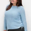 Strickpullover mit Rippmuster und Raffung seitlich<sheego Outlet
