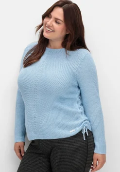 Strickpullover mit Rippmuster und Raffung seitlich<sheego Outlet