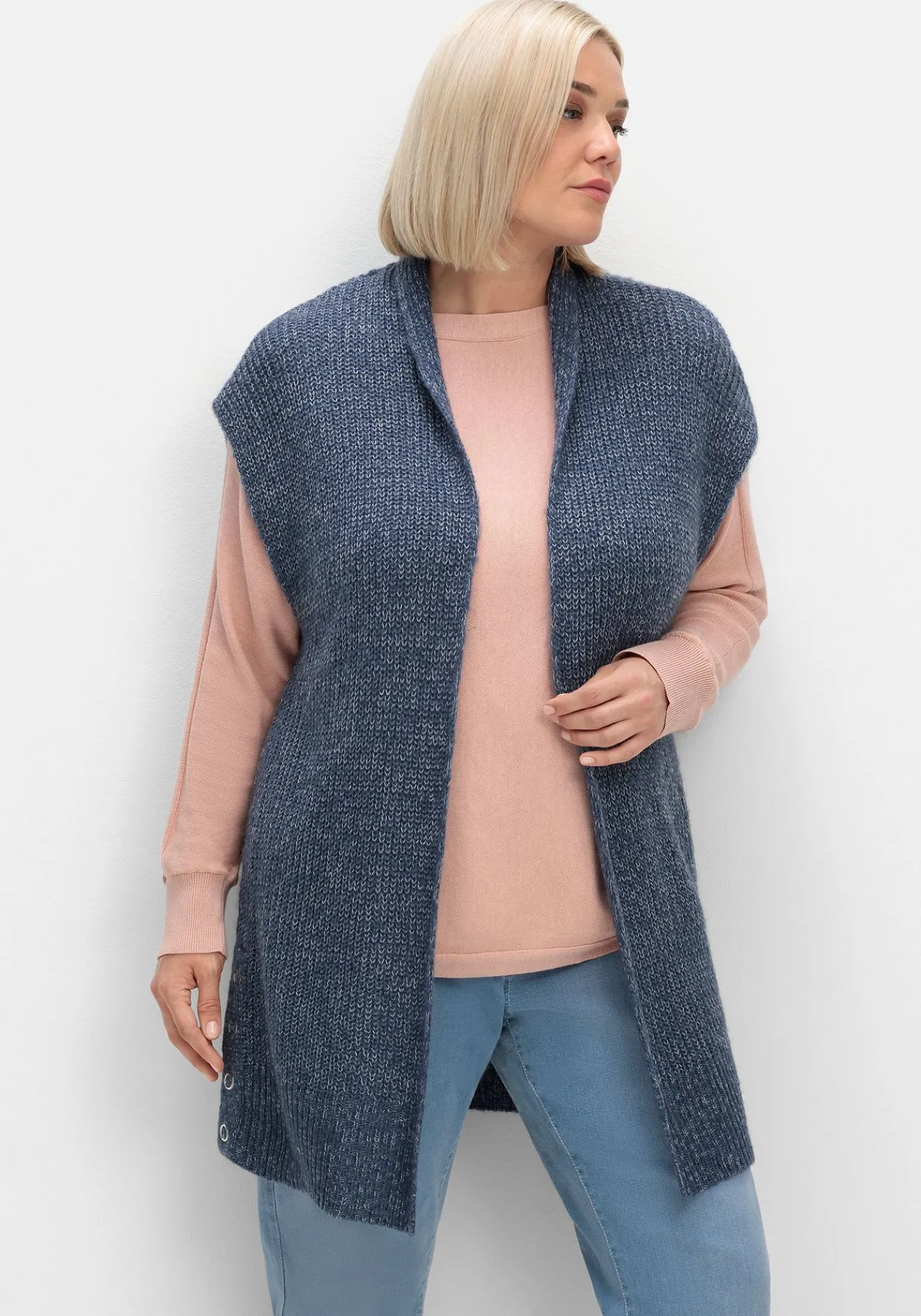 Strickweste in offener Form und melierter Optik<sheego Clearance