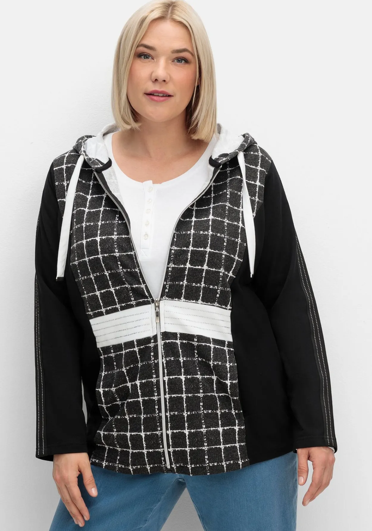 Sweatjacke mit Kapuze, im Mustermix<sheego New