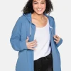 Sweatjacke mit Kapuze und kleinem Brust-Print<sheego Online