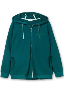 Sweatjacke mit Kapuze und kleinem Brust-Print<sheego Online