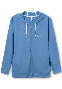 Sweatjacke mit Kapuze und kleinem Brust-Print<sheego Online